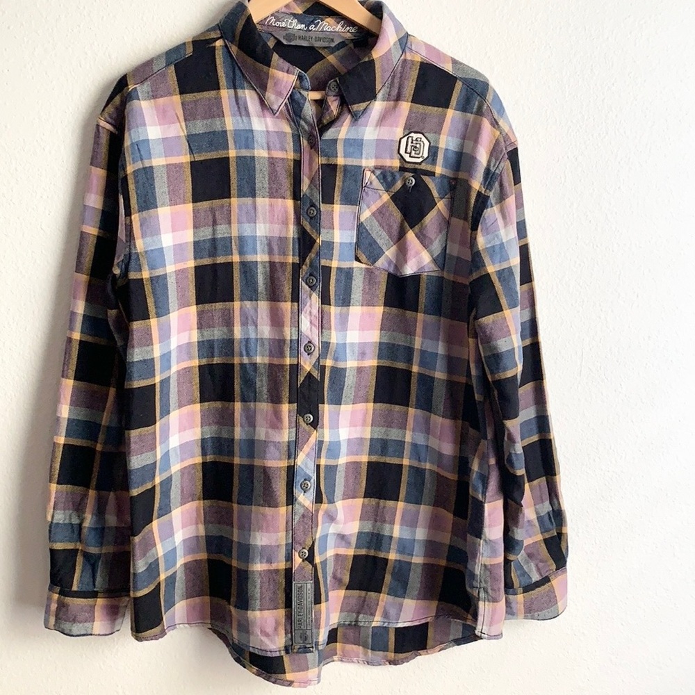 Harley Davidson Plaid Button Down Top